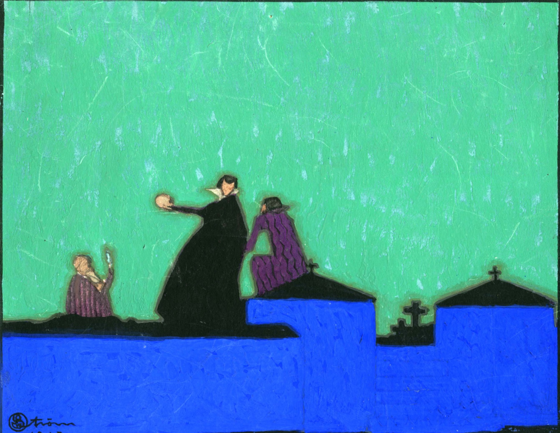 Hamlet, Düsseldorf 1914. Scenografi Knut Ström. Bild från Musikverket.